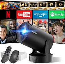 Mini projektorius, palaikantis 4K 1080P, nešiojamasis projektorius su "WiFi 6" ir "Bluetooth 5.4", nedidelis projektorius, pasukamas 180° kampu, suderinamas su HDMI/TV atminties kortele/ atminties kortele/nešiojamuoju kompiuteriu, juodas