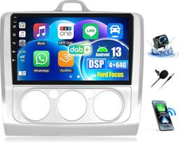 OiLiehu 4+64G 8 branduolių Android 13 automobilinis radijas 2Din for Ford Focus MK2 Exi MT 2004-2011 CarPlay Android Car 9 colių IPS automobilinis radijas su ekranu Bluetooth GPS FM RDS DAB WiFi SWC DSP/EQ atbulinės eigos kamera