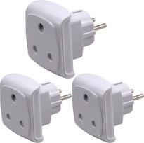 South Africa 3-Pin Large Plug Type M Adapter (Not for Indian 3-Pin Type D Plug) Converts to 2-Pin EU Socket/Germany Socket with Safety Lock (Pack of 3, White)
