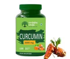 Vruksha Vitals Kurkuminas su Piperinu su > 95% Kurkuminoidų 2000 mg - 120 tablečių/kapsulių papildo milteliai - Ciberžolės Haldi Ekstrakto papildai