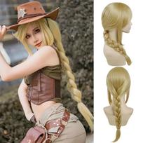 Aukščiausios kokybės sintetinės Applejack perukai moterims Šviesūs Ilgi tiesūs plaukai Pintas perukas su kirpčiukais Pony Applejack Cosplay kostiumas