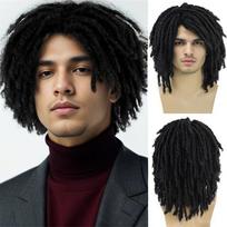 Sintetinės kasos perukai 14 colių trumpi perukai vyrams Afro Bob Ombre rudos spalvos nėrimo susukti plaukai Dreadlocks perukas natūralus Rasta