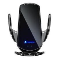 FORCELL car holder with wireless charging, automatic sensor, and magnetic adapters, HS1, 15W, black