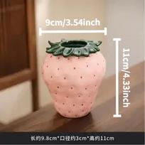Animacinis braškių keraminis vazonas Mielas vaisių vazonas hidroponiniams augalams, gėlių kompozicijoms, namų dekorui, terariumo priedai, dovana Mini Pink -9x9x11cm