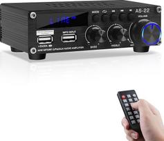 "Bluetooth" HiFi stiprintuvas AS-22 2.0 kanalų mini stereo garso stiprintuvas 40W x 2 D klasės skaitmeninis galios stiprintuvas su BT AUX USB įėjimu DC 12V/5A
