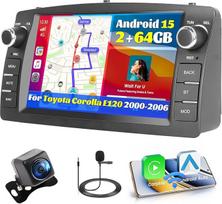 "Fuluku" 2+64G "Android" automobilinis radijas, skirtas "Toyota Corolla E120" 2000-2006 m. su belaidžiu "Carplay" "Android" automobiliu, 7 colių ekrano automobilinis radijas su "Bluetooth/WiFi/GPS/ galinio vaizdo kamera/FM/RDS/SWC