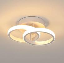 "Goeco" LED lubų šviestuvas, 2 lemputės, modernus apvalaus dizaino lubų šviestuvas, 3000 K šiltai balta šviesa, 22 W LED lempa, silikoninis dangtelis, LED šviestuvas svetainei, miegamajam, virtuvei (1 baltas modelis)