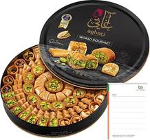 "Premium Baklava" 500 g mišrių rūšių - rytietiškų saldumynų dovanų dėžutė - su tikromis pistacijomis ir riešutais - saldžiosios konditerijos gaminys ir "Ben's Garden" pastaba