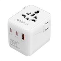 25 W kelioninis adapteris visame pasaulyje, 5 in 1 universalus adapteris su USB A, USB C, 1 pasauliniu lizdu ir JAV/JP lizdu, kelioninis kištukinis tarptautinis kištukinis adapteris ES, JAV, JK, Kanadai, Japonijai, Australijai