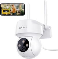COOAU 2K lauko stebėjimo kamera, PTZ WLAN kamera, lauko IP "WiFi" stebėjimo kamera su automatiniu žmonių sekimu, įrašymu 24 valandas per parą, spalvotu naktiniu matymu, IP66, SD kortele / debesų saugykla