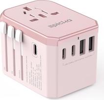 EPICKA kelioninis adapteris visame pasaulyje, universalus 30 W kelioninis kištukinis adapteris, tarptautinis kištukinis lizdas su 3 USB-C, 2 USB-A, kelioninis adapteris Vokietijai, JAV, Jungtinei Karalystei, Japonijai, Tailandui, Australijai, TA-105C, rož