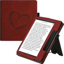 kwmobile Flip Case Compatible with Amazon Kindle Oasis 10th Generation - Heart Brush Dark Red