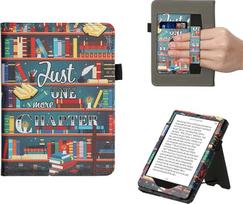 kwmobile Flip Cover Compatible with Amazon Kindle Paperwhite (11th Gen - 2021) - Case with Hand Strap Library Theme Multicoloured