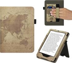 kwmobile Flip Cover Compatible with Amazon Kindle Paperwhite (11th Gen - 2021) - Case with Hand Strap Travel Vintage Brown Light Brown