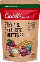 Stevija ir eritritolis 1:1 saldiklis | 1g = 1g cukraus | 100% natūralus cukraus pakaitalas - 0 kalorijų - 0 glikemijos indeksas - Keto ir Paleo - 0 grynųjų angliavandenių - Be GMO - Castello nuo 1907 m. - 850 g