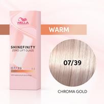 Wella SHINEFINITY Zero Lift Glaze - Geliniai plaukų dažai 07/39, 60 ml