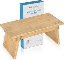 "Bächlein Doura" vonios kambario taburetė - ergonomiška medinė tualeto taburetė, pagaminta iš FSC sertifikuoto bambuko, 150 kg keliamoji galia, tvari ir stabili