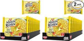 "Nissin Ramen" - "Thai Roasted Chicken", 20 vnt., azijietiško stiliaus greitieji makaronai, pagal tailandietišką receptūrą, greitai ir lengvai paruošiami, azijietiškas maistas (10 x 65 g)