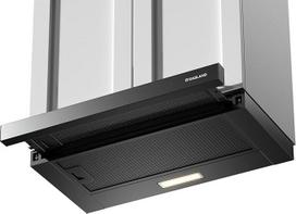 GASLAND BR60BP Gartraukis 60 cm plačiajuostis, recirkuliacinis, įmontuojamas plokščias gartraukis 335 m³/h su CF132 aktyviosios anglies filtru, integruotas plokščias ištraukiamasis gartraukis, juodas