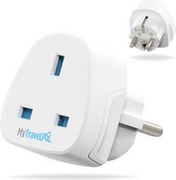 Jungtinės Karalystės ir Europos kištukinio lizdo adapteris (2 vnt.) | 2 x MyTravelPal® Europos Sąjungos kelionių adapteriai | Skirti naudoti Prancūzijoje, Vokietijoje, Portugalijoje, Graikijoje ir daugelyje Europos šalių | E/F tipo adapteris