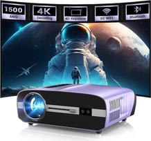 Ultra HD 4K projektorius su "WiFi" "Bluetooth" transliacijos programėlėmis, LED išmanusis "Android TV" projektorius 4K namų kino lauko filmas 1350ANSI dienos šviesa, skirtas naudoti patalpose dienos šviesoje žaidimams, HDR, 4D Keystone tvirtinimas prie lu