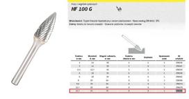 KLINGSPOR - Karbido freza kūgio formos D. 12,7 x 25 x 6 mm x Dantų: 6 - HF 100 G - 296086