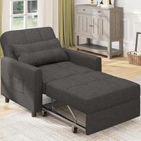 "Bealife" kėdė su atlošu, miegamoji kėdė su reguliuojamu atlošu, televizoriaus kėdė, sulankstoma sofa-lova, poilsio kėdė svetainei, miegamajam (tamsiai pilka)