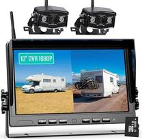 "eRapta" 10 colių atbulinės eigos kameros belaidis rinkinys, HD 1080P skaitmeninės atbulinės eigos kamerų sistemos su 10 colių keturmačiu DVR monitoriumi sunkvežimiams, nameliams ant ratų, priekaboms