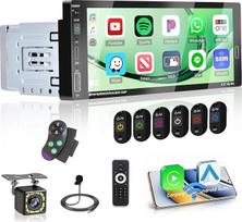 "Fuluku" 1 DIN automobilinis radijas su belaidžiu "Carplay Android", 6,9 colių HD jutiklinis ekranas 1 DIN radijas "Bluetooth/FM/SWC/EQ/Mirror Link/Reversing Camera/MIC/Type-C ir USB prievadas
