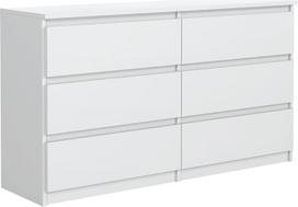 "MebLocker" komoda su 6 stalčiais 120 cm, idealiai tinkanti svetainei, miegamajam, vaikų, paauglių kambariui ir biurui Šiuolaikiškas elegantiškas sprendimas stilingam saugojimui (balta)