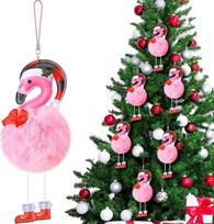 Amyhill 6 x rožiniai flamingo ornamentai Kalėdų senelio kepurėje, skirti Kalėdų dekoracijoms