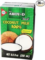 Aroy-D - Kokosų pienas - 36 vnt. (36 x 250 ml pakuotė) - 1 dėžutė