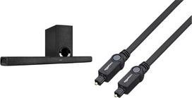 Denon DHT-S416 High Quality 2.1 TV Soundbar with Wireless Subwoofer, Google Chromecast, Wi-Fi, Bluetooth, Dolby Digital, HDMI ARC, Black & Amazon Basics Toslink Optical Digital Audio Cable, 1m