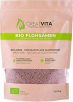 Ekologiškos psyllium sėklos, 1000 g, 99 % grynos, natūraliai be glitimo, aukštos kokybės neapdorotų skaidulų šaltinis, veganiškos, be priedų, išpilstytos Vokietijoje | GreatVita