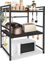LARS360 išplečiama mikrobangų krosnelės lentyna, 3 pakopų mikrobangų krosnelės stovas, anglies plieno virtuvės stalo stovas, mikrobangų krosnelės laikiklis virtuvei ir sandėliavimui (juodas), LARS-(HAG2483D)