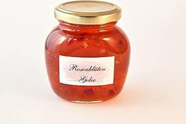 Rožių želė 250 g - ekologiškai auginamų rožių žiedlapių želė su gardžiais žiedais
