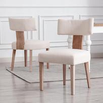 "chairus" lininės valgomojo kėdės, 2 komplektai, virtuvės minkštos medinės kėdės svetainei, miegamajam, šoninės kėdės, be porankių (smėlio spalvos)