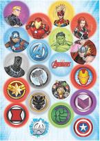 "Dekora", "Avengers" Mini vaflinio popieriaus valgomieji keksiukų viršūnėlės keksiukų keksiukų keksiukai sausainiai apvalūs 3,4 cm