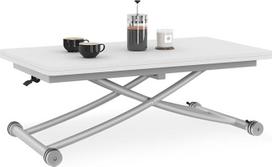 "IDMarket" - Išskleidžiamas pakeliamas stačiakampis kavos staliukas "Urban White Top Chrome Base