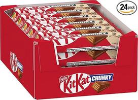 "Kitkat Nestlé Kitkat Chunky Classic Chocolate Bars", traškūs batonėliai su pieniniu šokoladu ir traškiais vafliais, 24 vnt. (24 x 40 g)