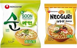 "Nong Shim" greito paruošimo makaronai "Soon Veggie Ramyun" - "Vegetable Ramen Soup Mild" - 20 x 112 g vertės pakuotė ir "Neoguri" greito paruošimo makaronai "Seafood & Mild Ramyun" - "Seafood Ramen Soup Mild" - 20 120 g vertės pakuotė