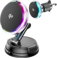 "Qi2" 15 W "MagSafe" automobilinis įkroviklis su aušinimo ventiliatoriumi, [greitojo įkrovimo mobiliojo telefono aušinimas su RGB apšvietimu] 78+ svarų stiprios siurbimo galios magnetinis belaidis mobiliojo telefono laikiklis automobilyje, skirtas "iPhone