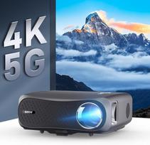 4K išmanusis dienos šviesos projektorius 5G WiFi "Bluetooth", 1250 ANSI liumenų 1080P HD lauko filmų projektorius, "Android TV" belaidis projektorius su programėlėmis 4D keystone, priartinimas, namų kino žaidimai 200 colių