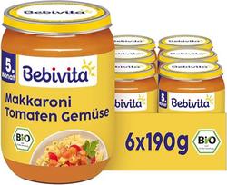 Bebivita Meniu nuo 5 mėnesio Makaronai su pomidorų padažu ir daržovėmis, 190 g, 6 vnt. (6 x 190 g)
