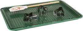 Bendra 1 Keksform, Gitter, Spatel und 3 grüne Ausstecher, Kohlenstoffstahl Silikon Holz 18/0 Edelstahl, skaidrus ir auksinis