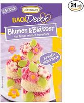 Günthart BackDecor 24 įvairių spalvų baltojo šokolado gėlės ir lapai, rinkinys po 1 (9 g)