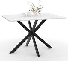 IDMarket - "Alix" 6 vietų stačiakampis valgomojo stalas su juodu voratinkliniu pagrindu ir marmuro efekto stalviršiu "Alaska" 110 cm