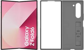 Išmanusis telefonas "Samsung Galaxy Z Fold6" su dirbtiniu intelektu, mobiliojo ryšio telefonas be SIM kortelės ir sutarties, 256GB atminties, 50 MP fotoaparatas, didelis ekranas, ilgai veikianti baterija, rožinės spalvos + silikoninis dėklas, pilkos spal