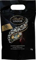 Lindt LINDOR šokolado rutuliukai ypač tamsūs | apie 80 rutuliukų tamsaus šokolado su 70 % kakavos | tamsus šokoladas su 70 % kakavos | didmeninė pakuotė, šokoladinė dovana | 1 kg (pakuotė po 1)