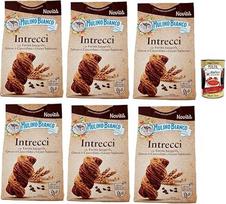 Mulino Bianco Intrecci Biscotti, viso grūdo sausainiai su kakavos tešla ir šokolado drožlėmis, sausainiai, sausainiai, 6 x 300 g + Italian Gourmet Polpa 400 g